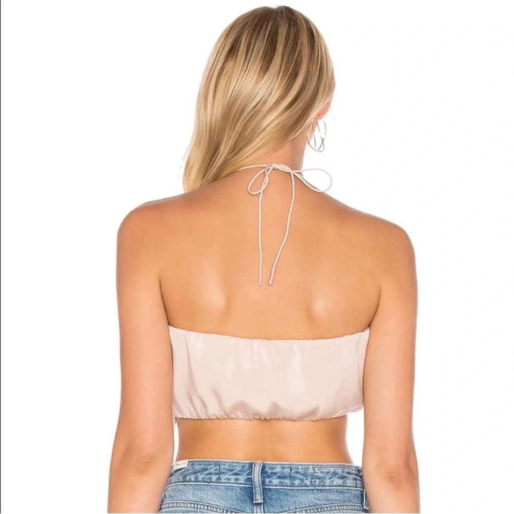 NWT Lovers + Friends Blush Satin Wrap Crop Top – Size Small - Picture 2 of 3